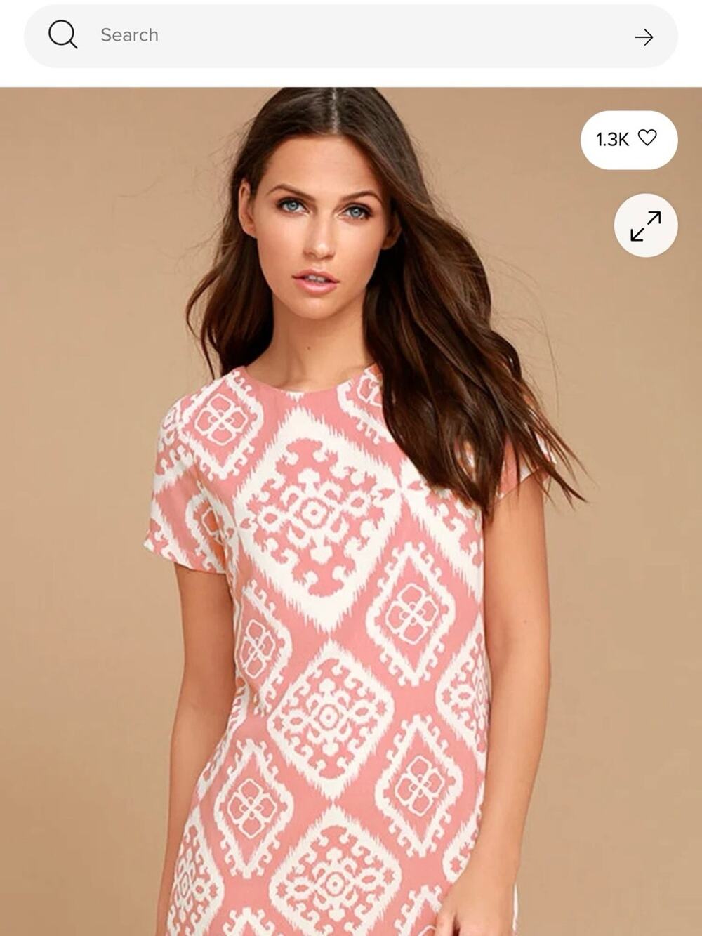 Lulus Give Me a Print Blush Pink Print Shift Dress Size Medium